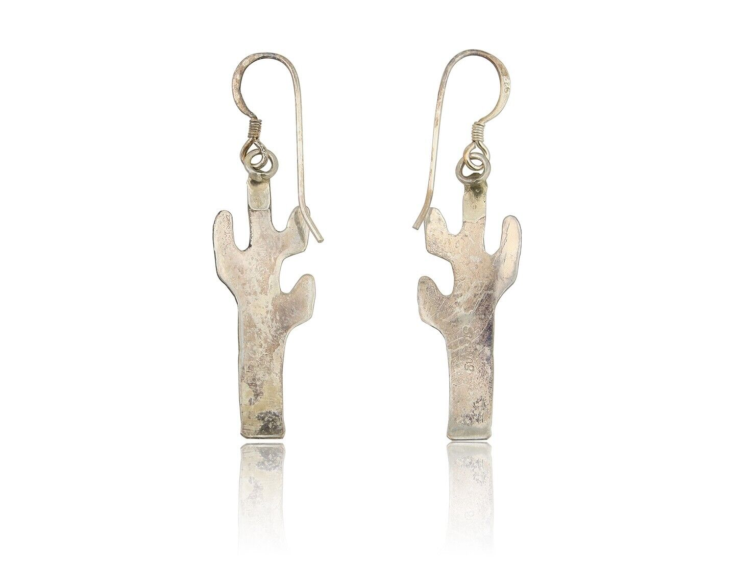 Navajo Cactus Earrings 925 Silver Natural Turquoise Native Artist C.80's