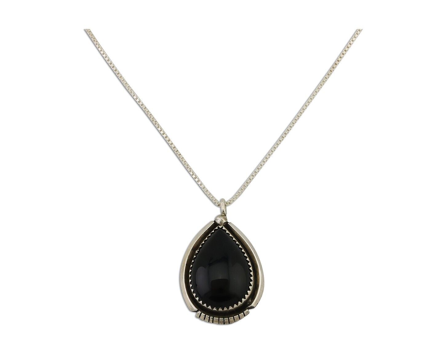 Navajo Necklace 925 Silver Black Onyx Artist Signed BB C.80's