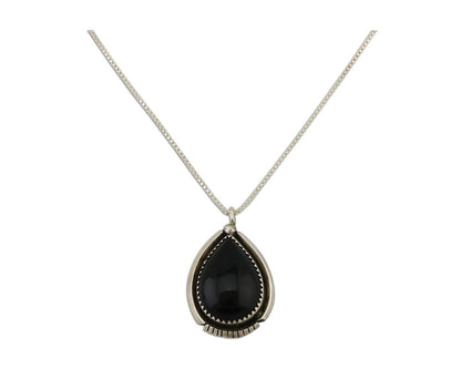 Navajo Necklace 925 Silver Black Onyx Artist Signed BB C.80's