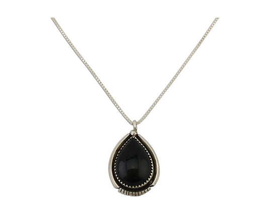 Navajo Necklace 925 Silver Black Onyx Artist Signed BB C.80's