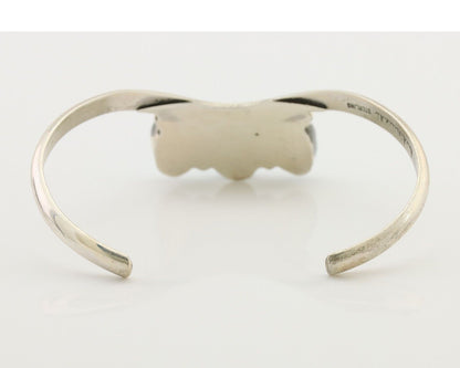 Navajo Bracelet 925 Silver Morenci Turquoise Artist Signed Frank Sandoval C.80's