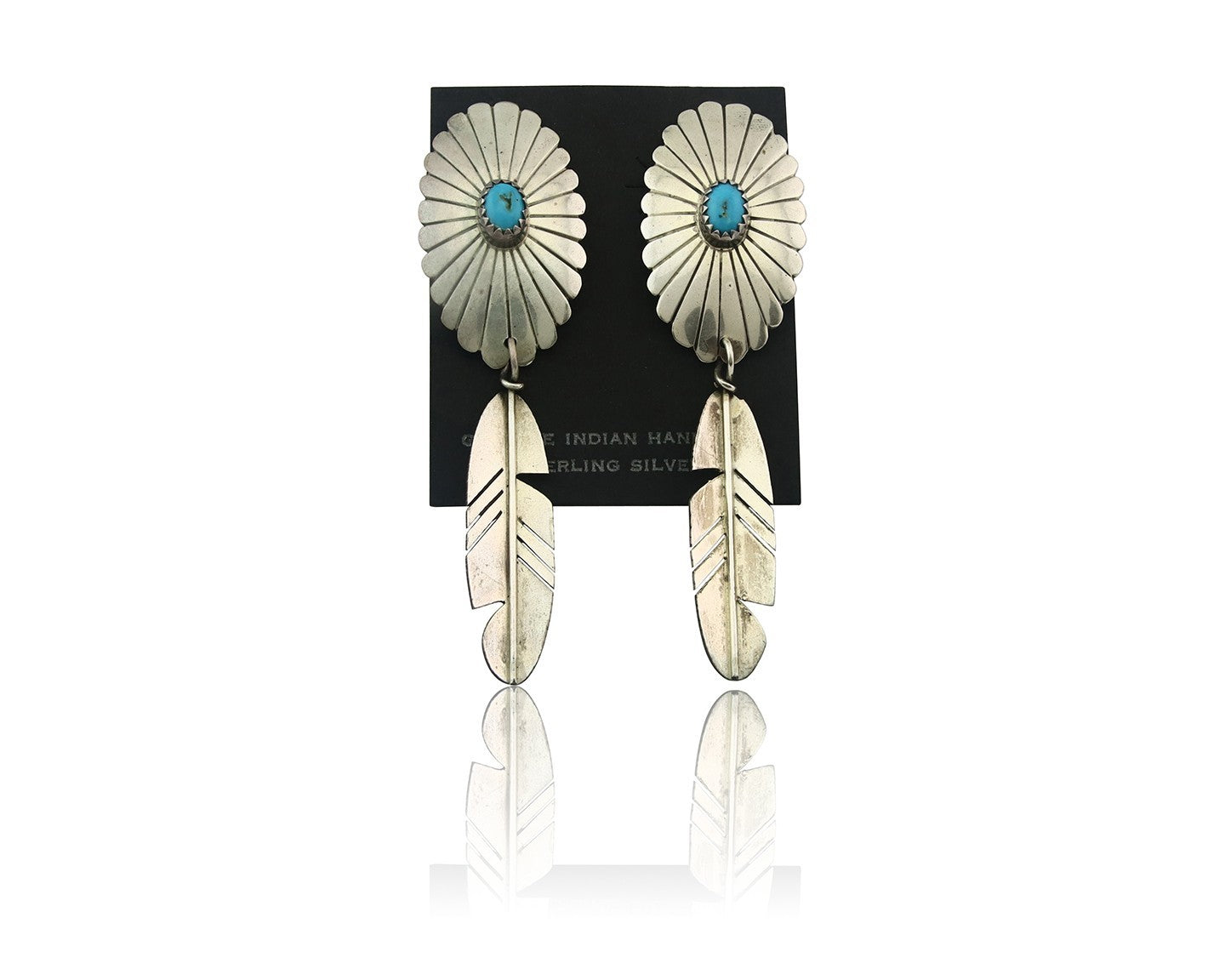 Navajo Earrings Sterling Silver Turquoise Dangle Vintage Authentic
