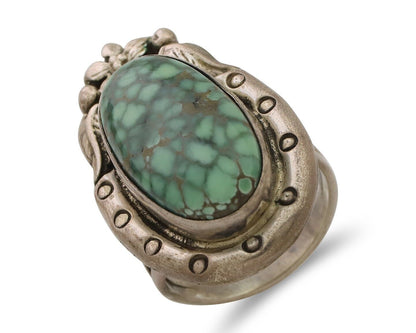 Navajo Ring 925 Silver Spiderweb Turquoise Artist Signed Carol Felley C.80's