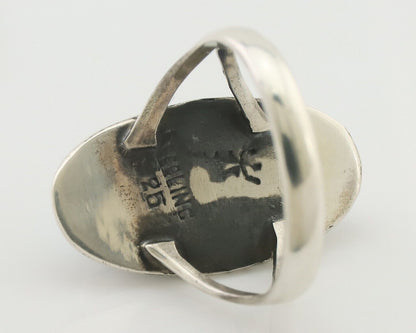 Navajo Ring 925 Silver Blue Gem Turquoise Native American Artist C.80's