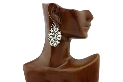 Navajo .925 SOLID Silver Shield J Hook Drop Dangle Earrings