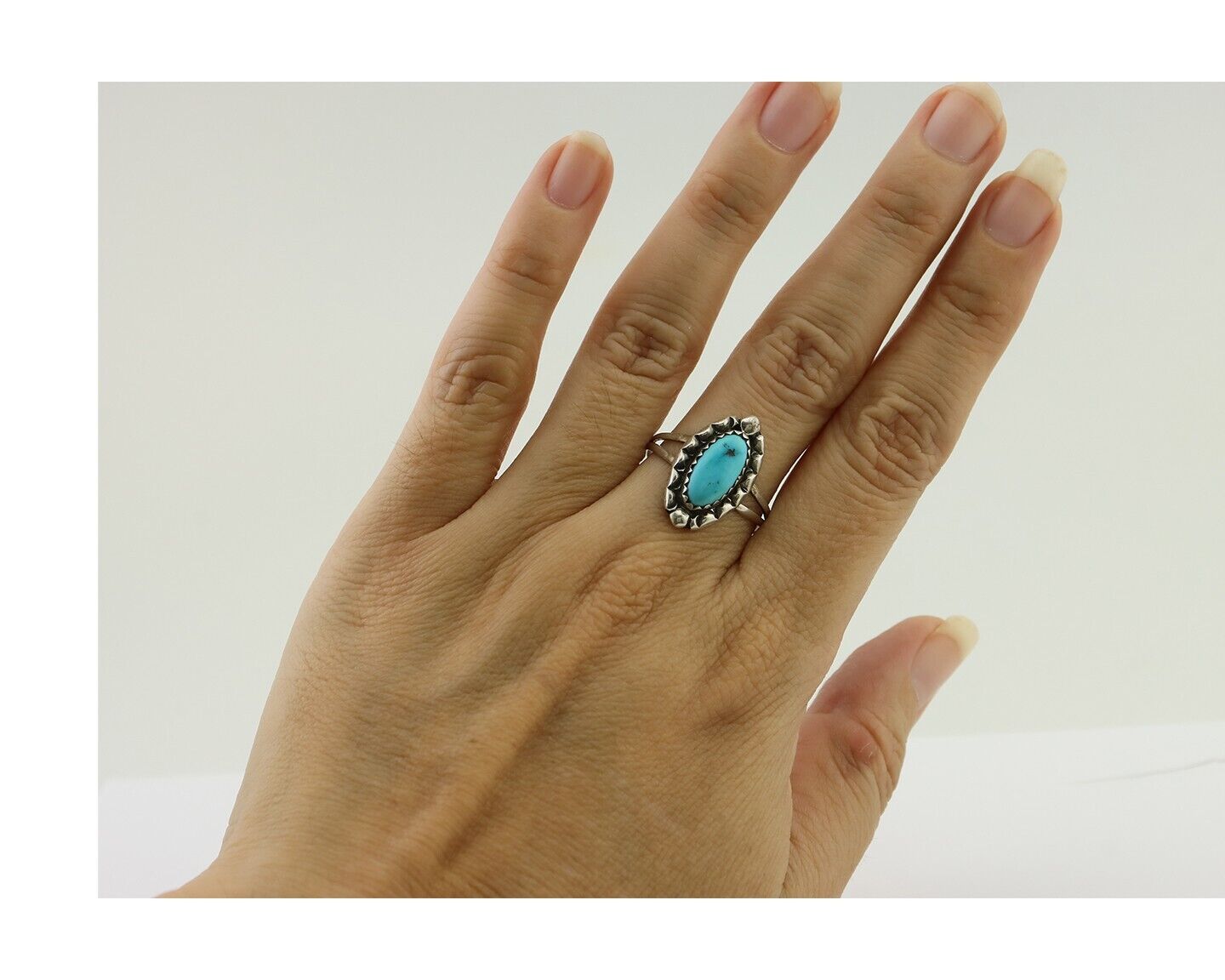 Navajo Handmade Ring 925 Silver Sleeping Beauty Artist Signed SC C80s