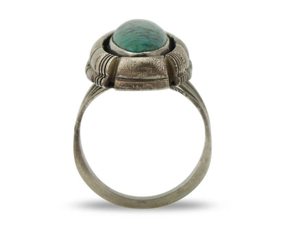Navajo Ring 925 Silver Spiderweb Turquoise Signed WIEHE & RLI C.80's