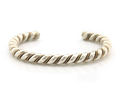 Navajo Twist Bracelet Sterling Silver Gold Authentic Vintage Native Artist 6mm