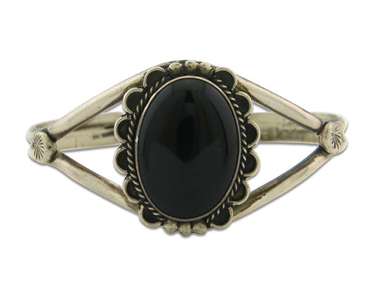 Vintage Navajo Bracelet 925 Silver Onyx Traditional Handmade Native American