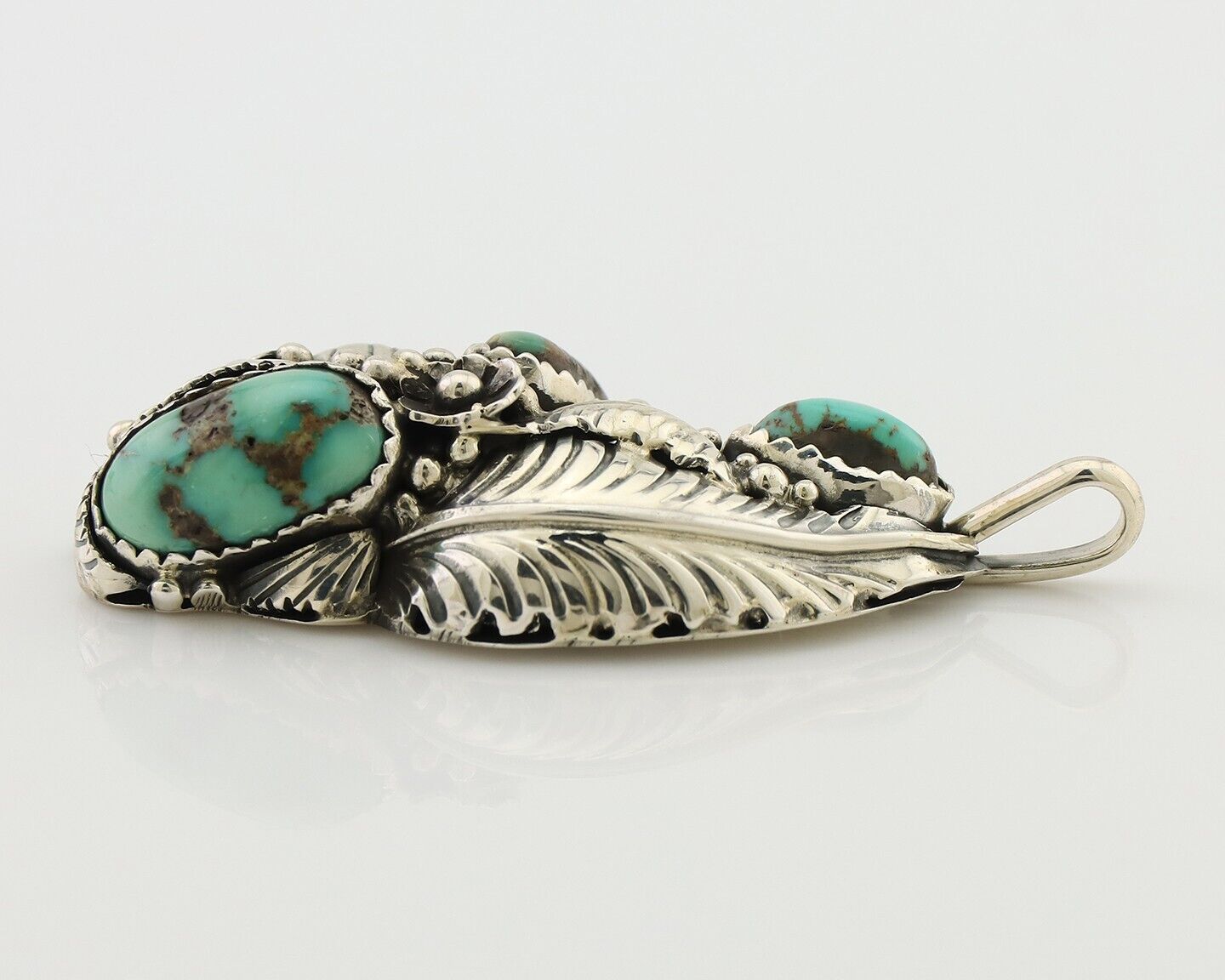 Navajo Pendant 925 Silver Natural Bisbee Turquoise Signed Tom Willeto C.80's