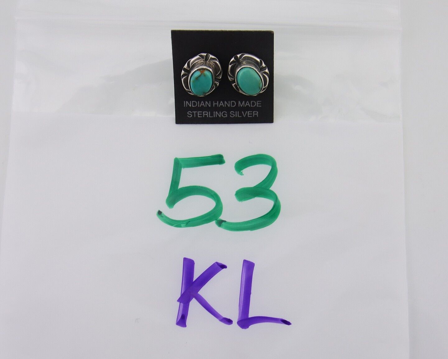 Navajo Earrings 925 Silver Turquoise Native American Artist C.80's