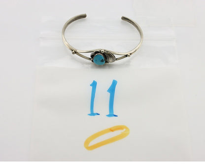 Navajo Handmade Bracelet 925 Silver Natural Blue Turquoise Native American C80s