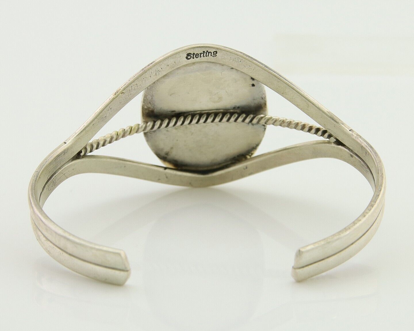 Navajo Cuff Bracelet Natural Malachite 925 Silver Native American Artist C.80s