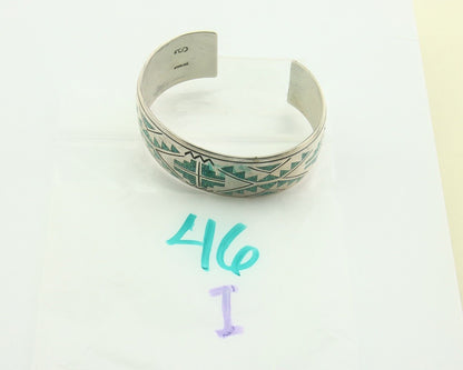 Navajo Bracelet 925 Silver Inlaid Turquoise Cuff Artist Signed Stanley Bain C80s