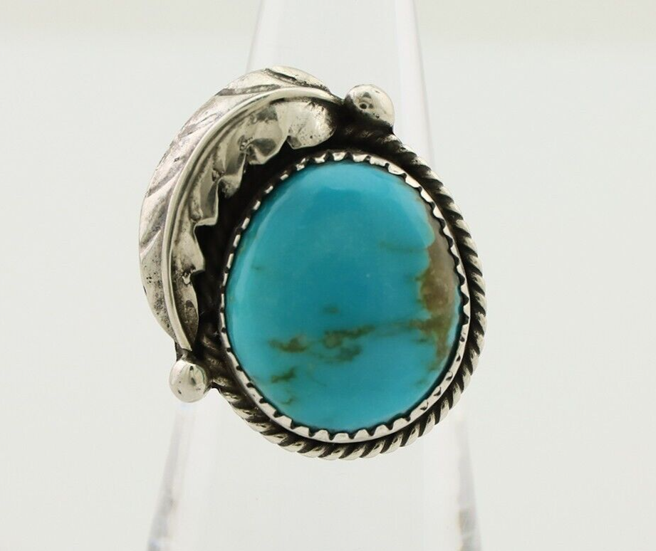 Navajo Ring 925 Silver Natural Blue Turquoise Native American Artist C.80's