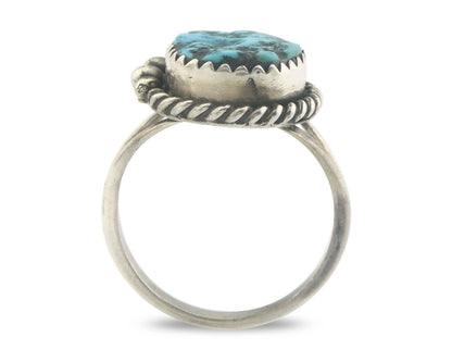 Navajo Ring 925 Sterling Natural Turquoise Native Artist C.80's Size 6.25