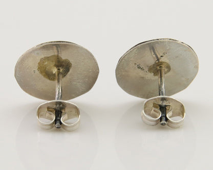 Navajo Handmade Earrings 925 Silver Turquoise Native American Artist C.80's