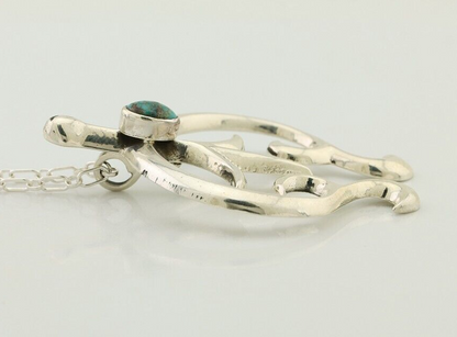 Navajo Necklace 925 Silver Spiderweb Turquoise Native Artist C.2008's