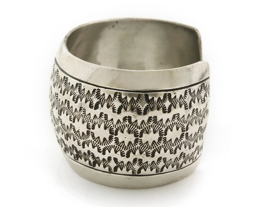 Navajo Cuff Bracelet Sterling Silver Vintage Hand Stamped