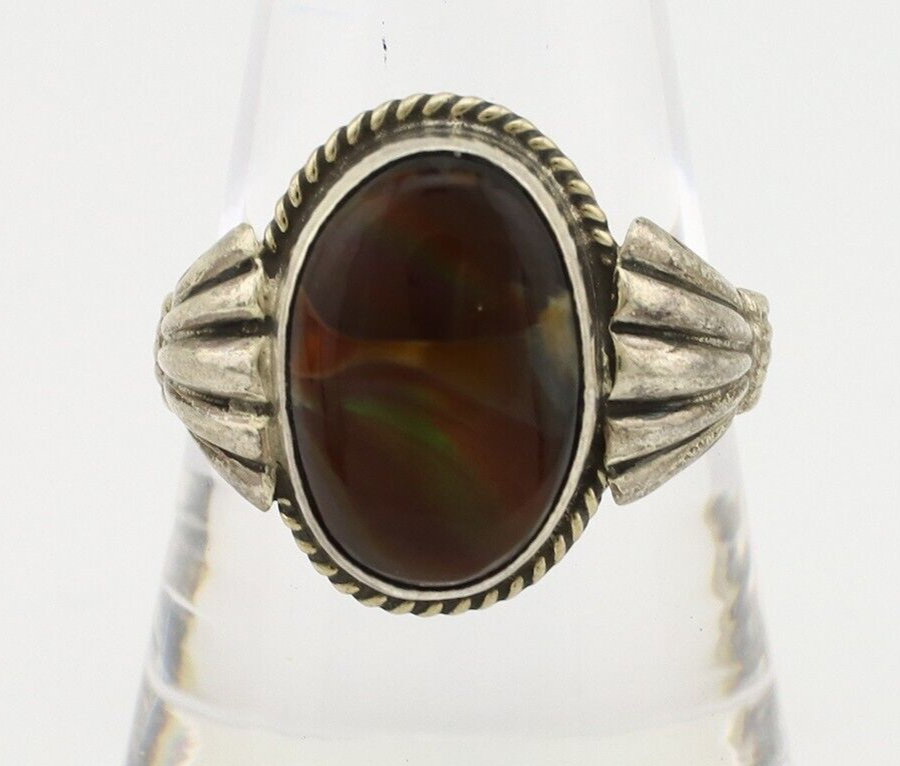 Navajo Handmade Ring 925 Silver Natural High Grade Fire Opal Native Artist C.80s