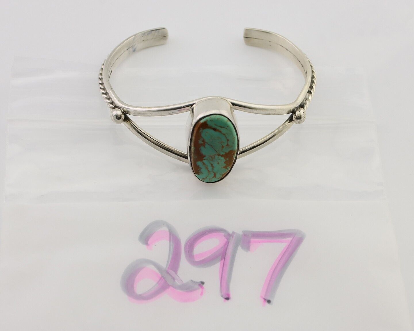 Navajo Cuff Bracelet 925 Silver Natural Blue Turquoise Artist Signed Gecko C.80s