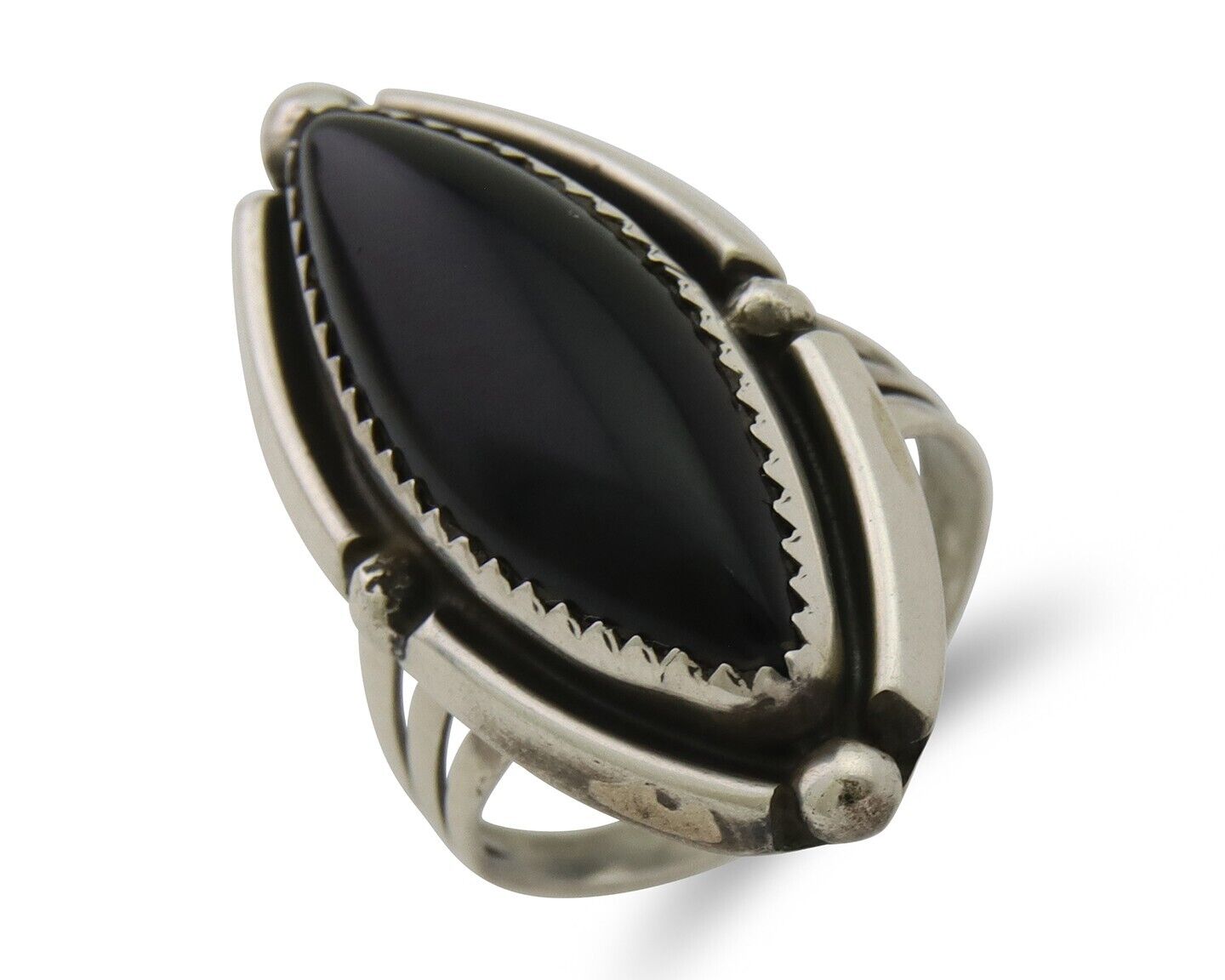 Navajo Handmade Ring 925 Silver Black Onyx Artist Signed SC C.80's