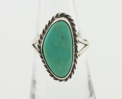Navajo Ring 925 Silver Blue Gem Turquoise Artist Signed Rabbit Stick C.80's