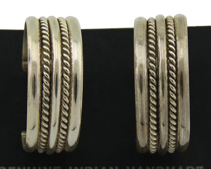 Navajo Earrings 925 Silver Half Hoop Handmade Native American Artist C.80's