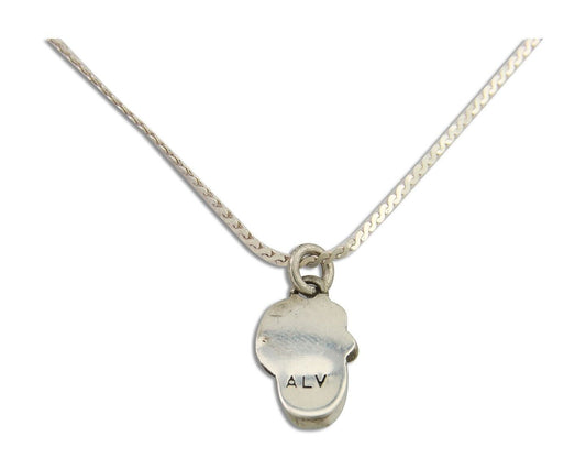 Navajo Necklace 925 Silver Natural Turquoise Artist Signed ALV C.80's