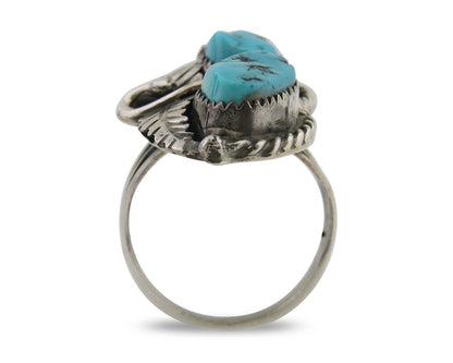 Navajo Ring 925 Silver Natural Turquoise Artist Signed Rob T Kelly C.80's