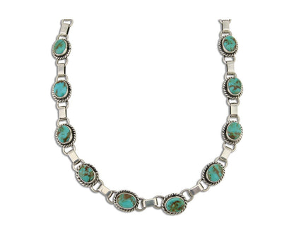 Navajo Turquoise Necklace 925 Silver Natural Blue Native American Artist C.80's