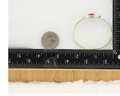 Navajo Bracelet Sterling Silver Natural Red Coral Artist Signed Sunrise