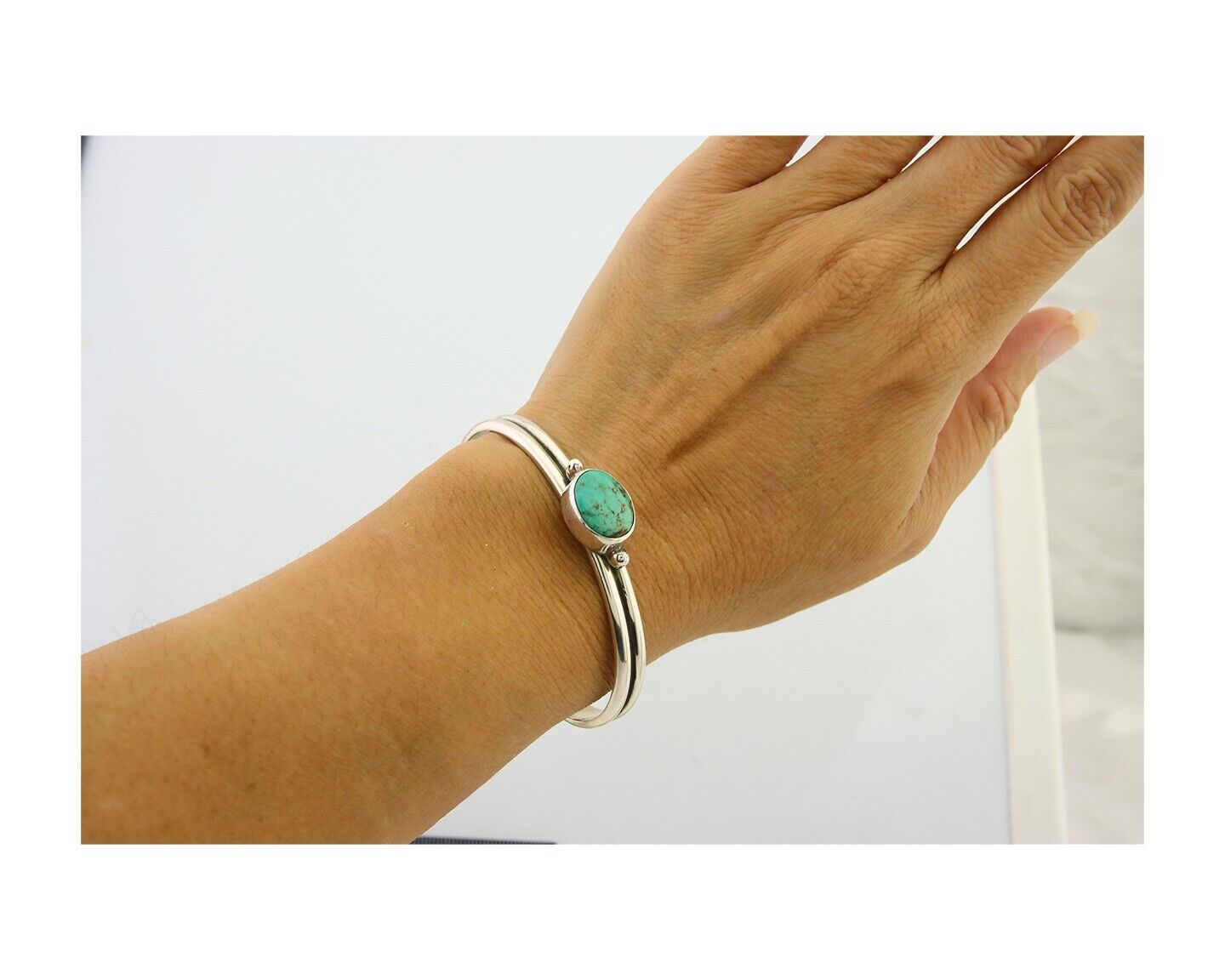 Navajo Cuff Bracelet 925 Silver Turquoise Cuff Native American Artist C.80's