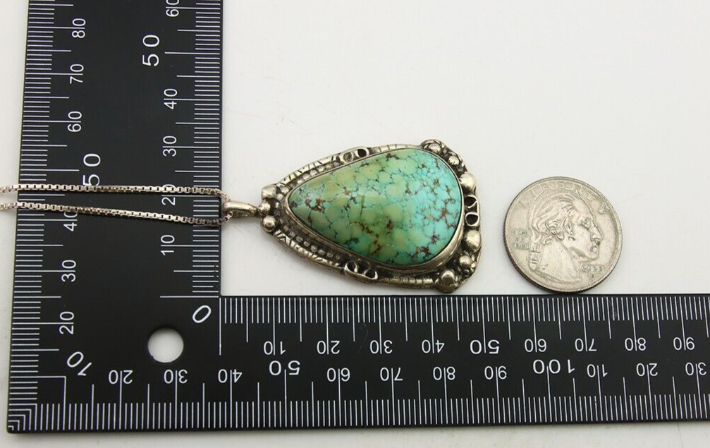 Navajo Necklace 925 Silver Natural Turquoise Artist Signed Jian C.80's