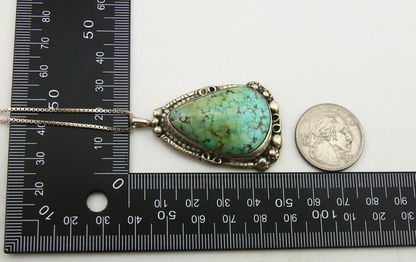 Navajo Necklace 925 Silver Natural Turquoise Artist Signed Jian C.80's