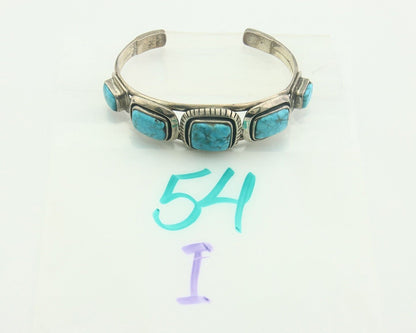Navajo Bracelet 925 Silver Turquoise Cuff Artist Signed M C.80's