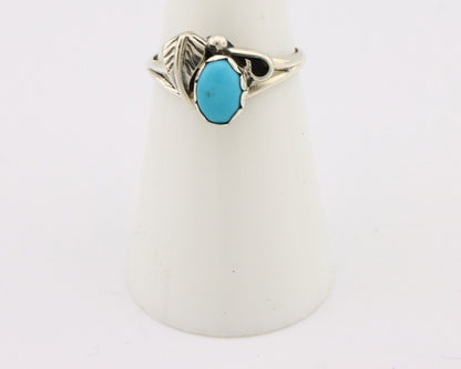 Navajo Ring .925 Silver Sleeping Beauty Turquoise Native American Artist C.80's