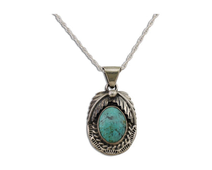 Navajo Natural Turquoise Necklace 925 Silver Artist Signed SunRise C.80's
