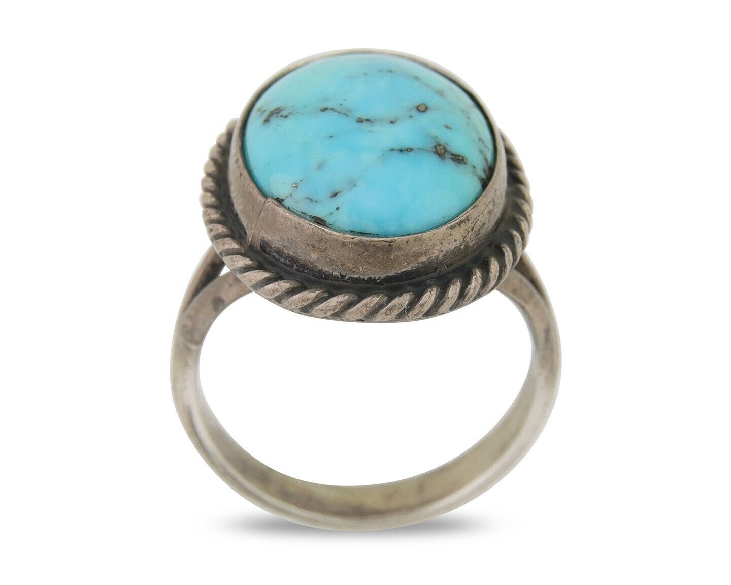 Navajo Handmade Ring 925 Silver Natural Turquoise Native Artist C.80's