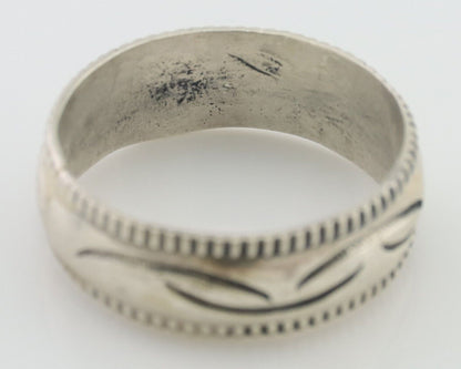 Navajo Hand Stamped Band 925 Silver 6.0 mm Native Artist Size 6.0 C.80's