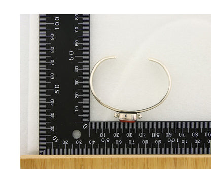 Navajo Bracelet .925 Silver Mediterranean Red Coral Cuff Native Artist C.80's