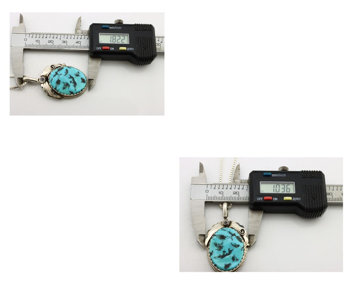 Navajo Necklace Pendant 925 Silver Turquoise Signed Justin Morris C80s