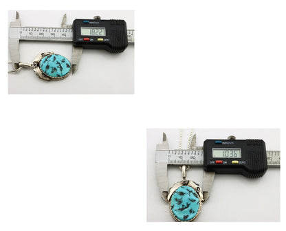Navajo Necklace Pendant 925 Silver Turquoise Signed Justin Morris C80s