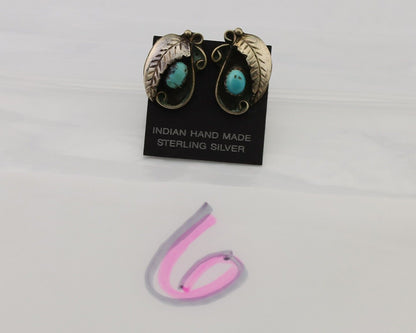 Navajo Earrings 925 Silver Natural Turquoise Native American Artist C.80's
