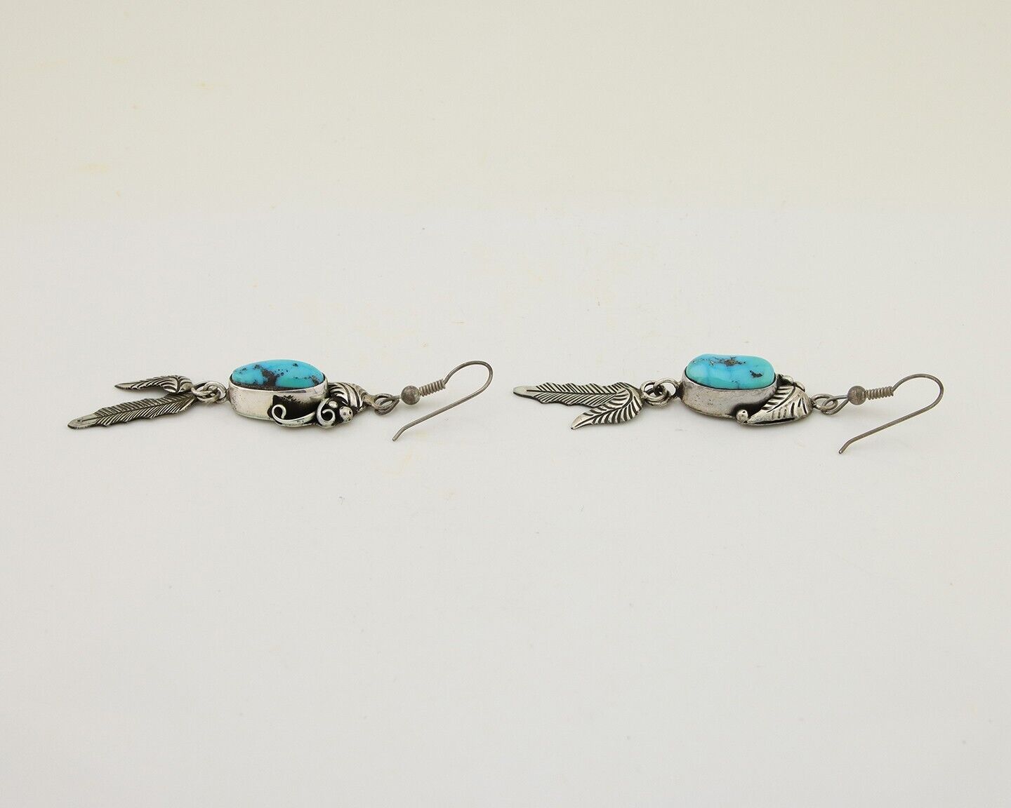 Navajo Dangle Earrings 925 Silver Blue Turquoise Native American Artist C.80's