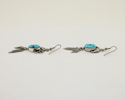Navajo Dangle Earrings 925 Silver Blue Turquoise Native American Artist C.80's
