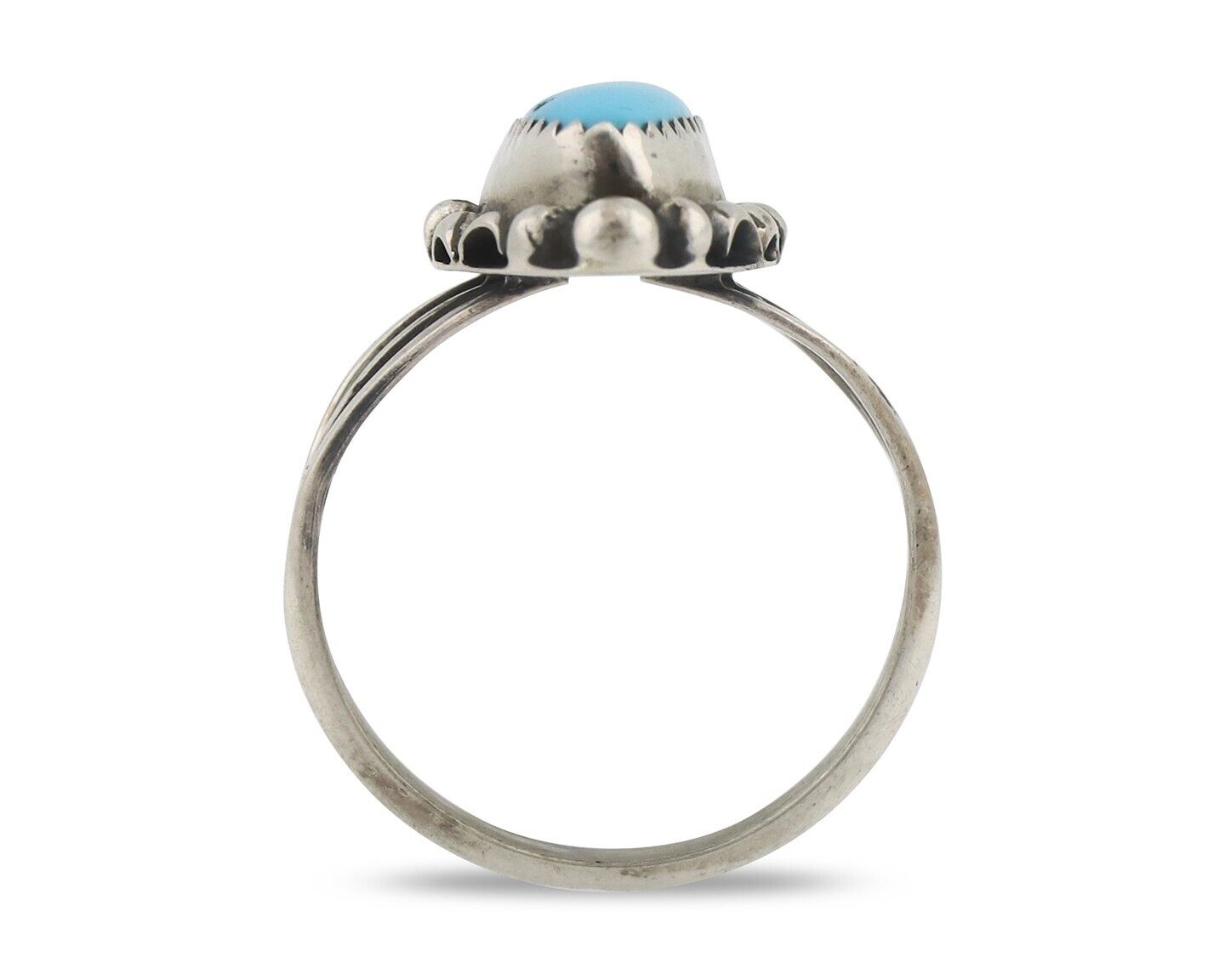 Navajo Ring .925 Silver Sleeping Beauty Turquoise Signed SkyStone Creations C80s
