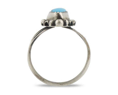 Navajo Ring .925 Silver Sleeping Beauty Turquoise Signed SkyStone Creations C80s