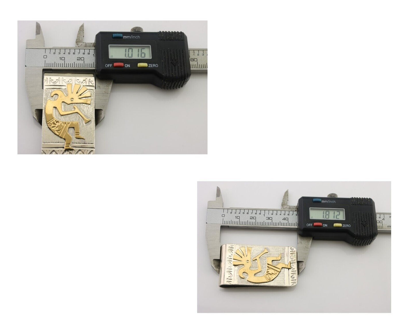 Navajo Money Clip .925 Silver Gold Plate & .999 Nickle Native Artist C.80's