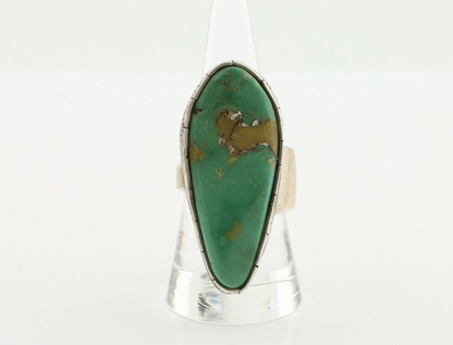 Navajo Ring 925 Silver Natural Green Turquoise Artist Signed M Guerro C.80's